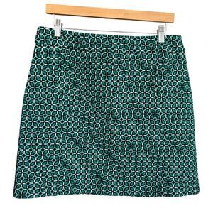 LOFT Women's Teal Tiled Jacquard Skirt Size 12